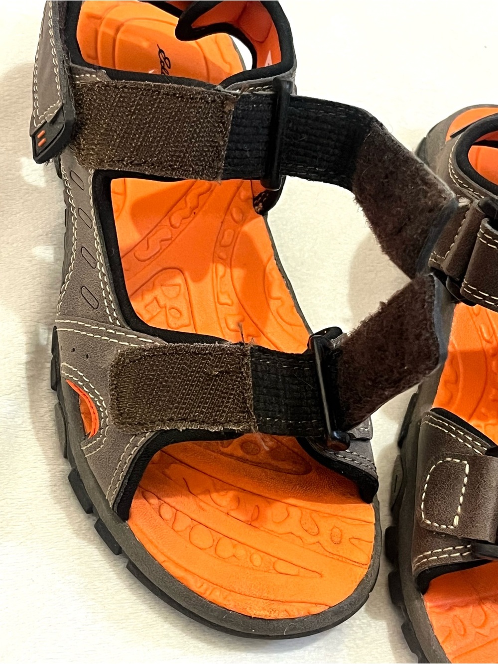 Eddie Bauer Kids Orange & Brown Active Sandals w Adjustable Sport Velcro Straps - Picture 11 of 16